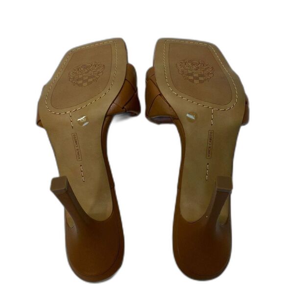 Like New Vince Camuto VC-Brelanie Women's Brown Leather Mule High Heels Size 10 - Picture 6 of 7